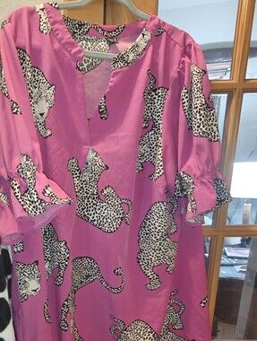 SHEIN Pink Mini Dress with Black & White Leopard Print